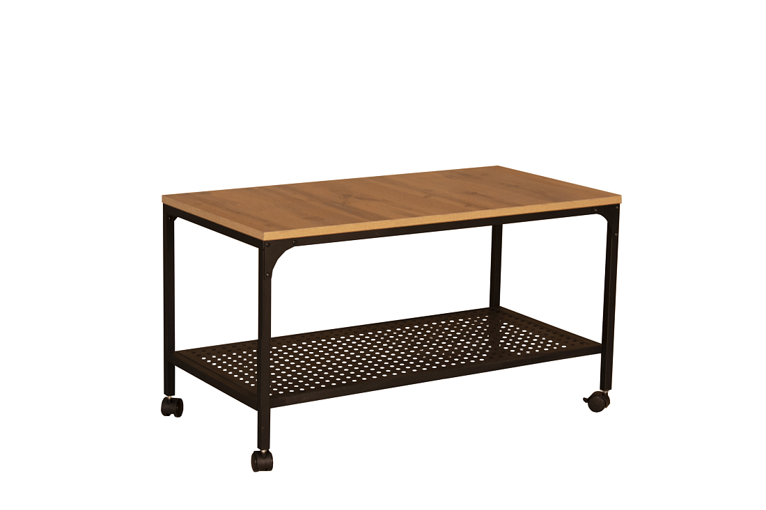 Стол журнальный 42.39 Люмен дуб золотой/металл черный